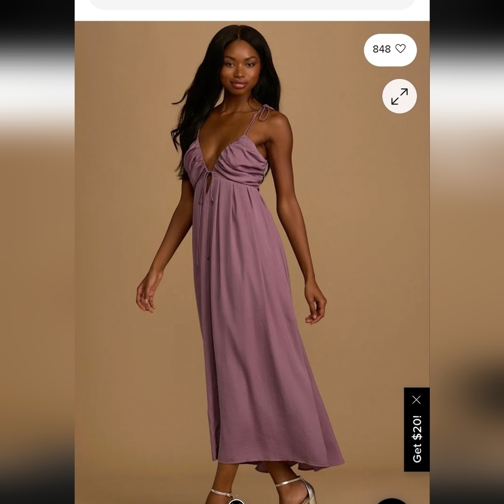 Lulu's ,Dusty Purple Satin Tie-Back Maxi Dress,Size Xl